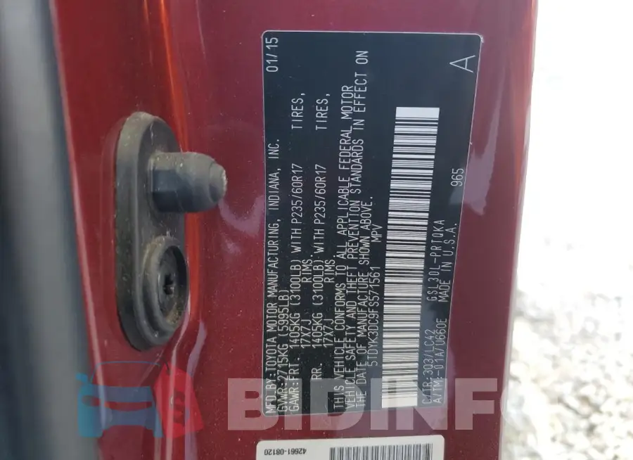 5TDYK3DC9FS571561 Photo# 13