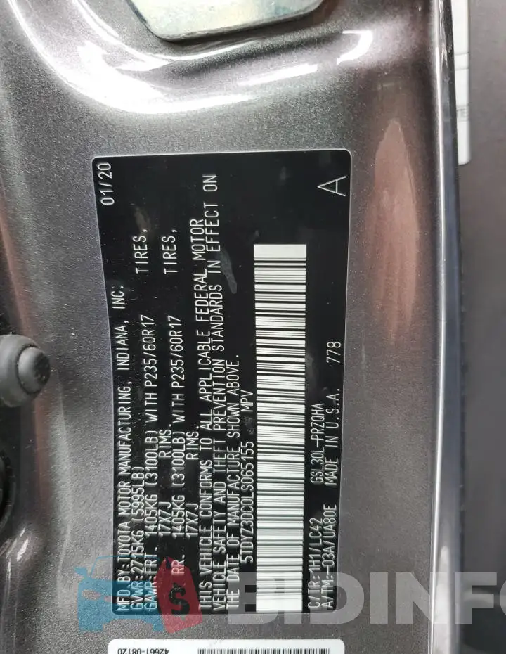 5TDYZ3DC0LS065155 Photo# 14