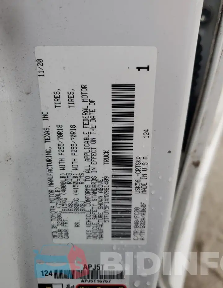 5TFUY5F1XMX981409 Photo# 12