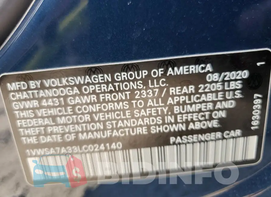 1VWSA7A33LC024140 Photo# 12