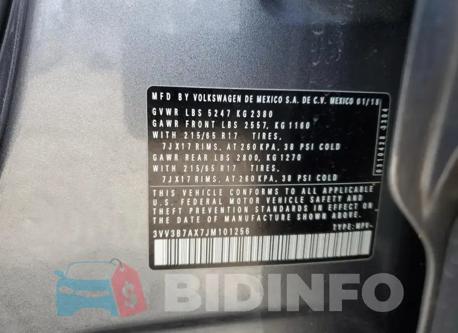 3VV3B7AX7JM101256 Photo# 14