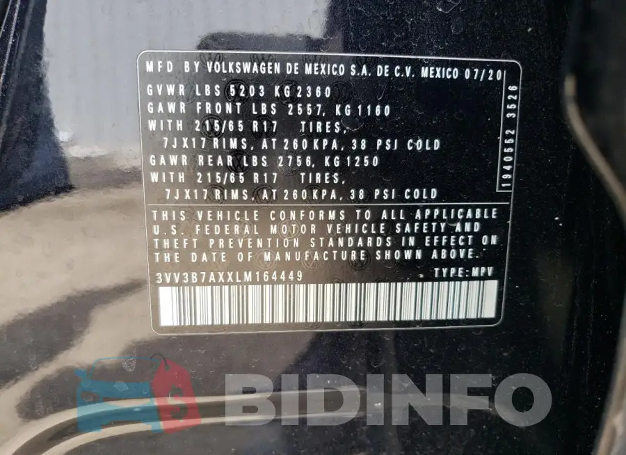 3VV3B7AXXLM164449 Photo# 14