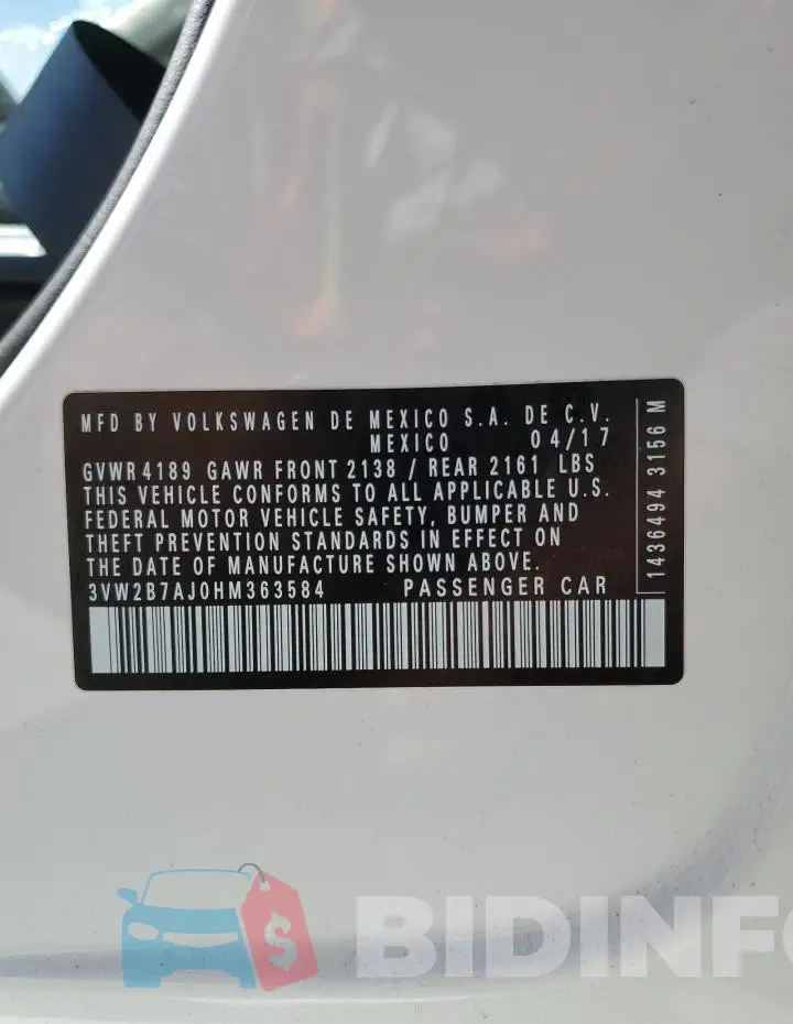 3VW2B7AJ0HM363584 Photo# 13
