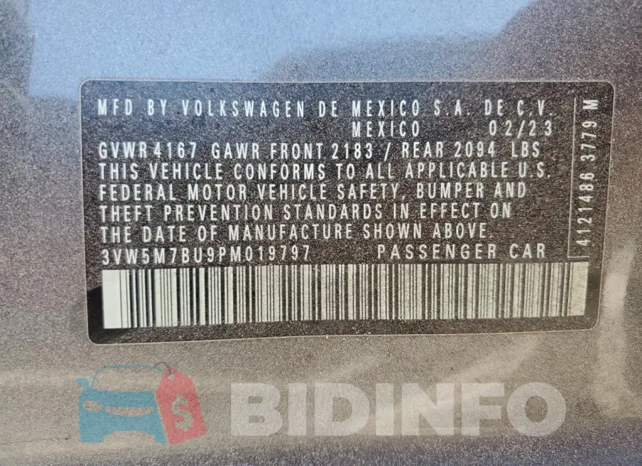 3VW5M7BU9PM019797 Photo# 12