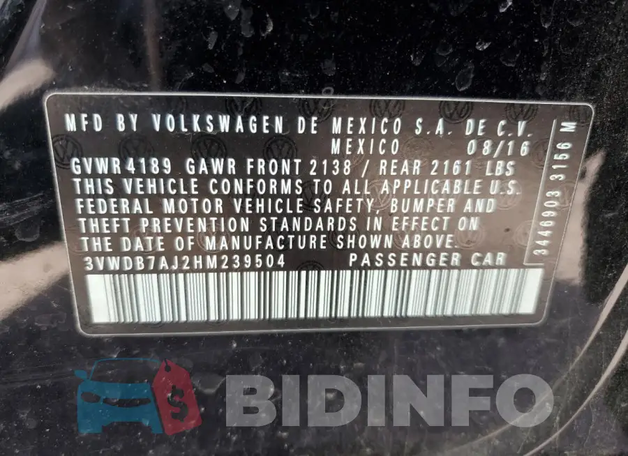 3VWDB7AJ2HM239504 Photo# 12
