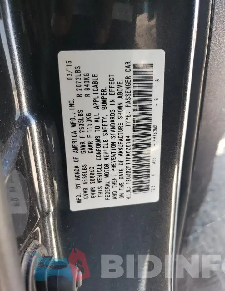 19UUB2F77FA020164 Photo# 12