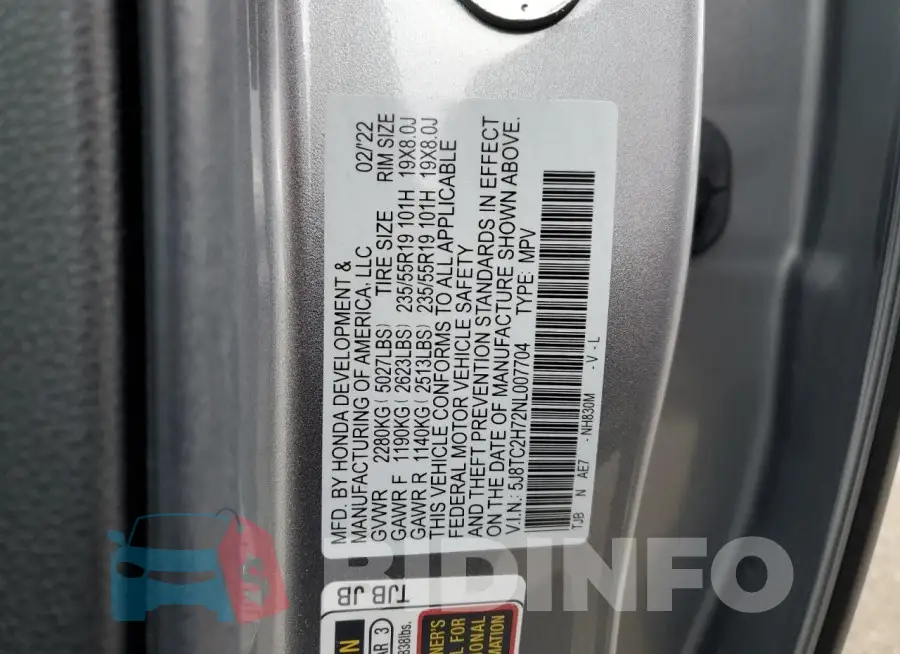 5J8TC2H72NL007704 Photo# 12