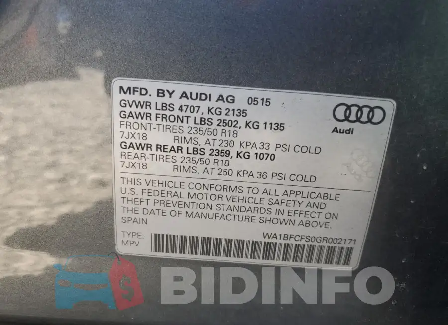 WA1BFCFS0GR002171 Photo# 12