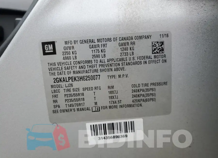2GKALPEK3H6250077 Photo# 13