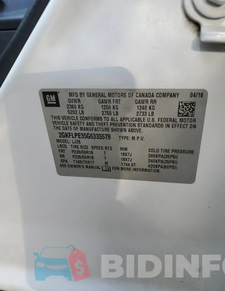 2GKFLPE35G6335578 Photo# 14