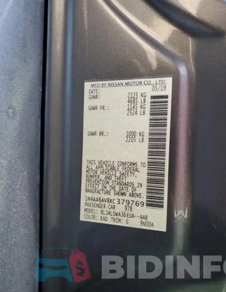 1N4AA6AV8KC379769 Photo# 12