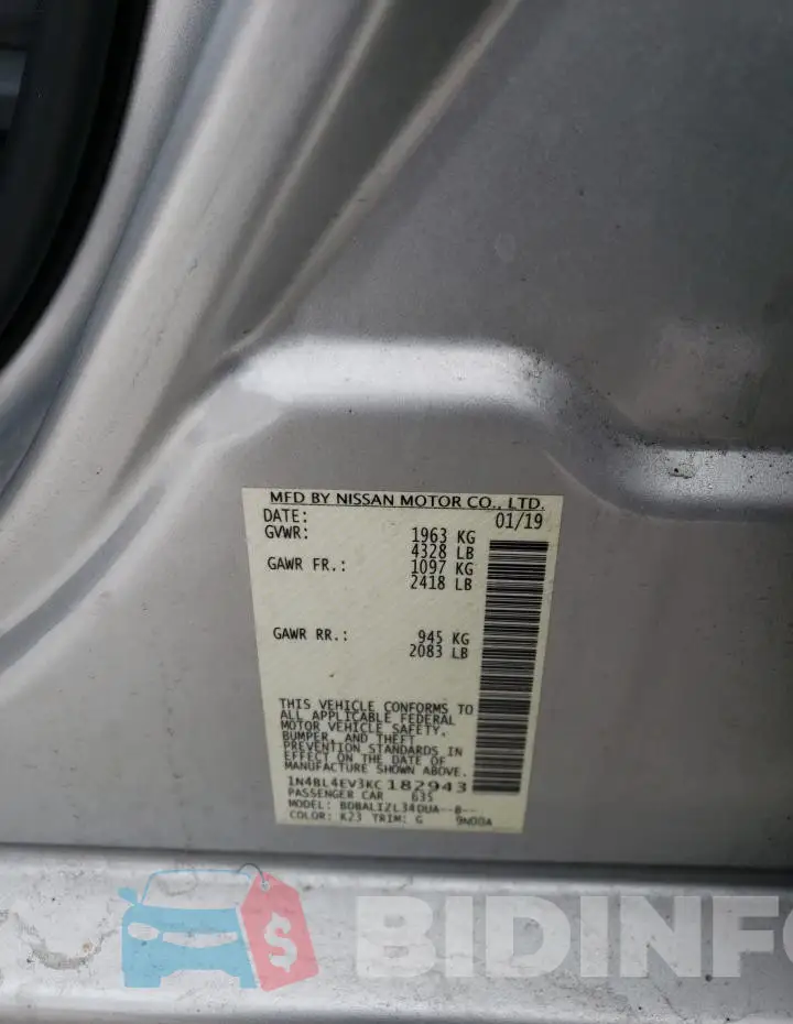 1N4BL4EV3KC182943 Photo# 12