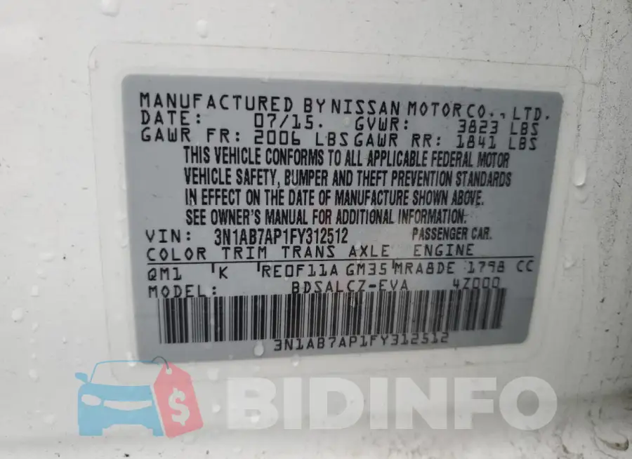 3N1AB7AP1FY312512 Photo# 12