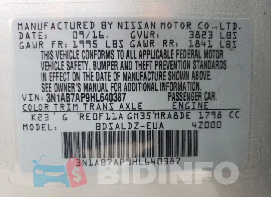 3N1AB7AP9HL640387 Photo# 13