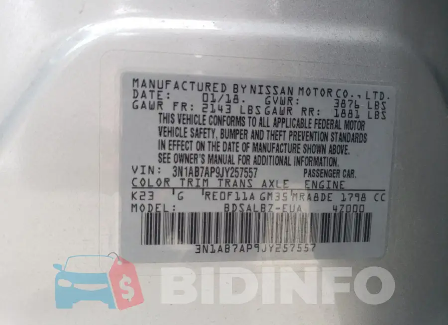3N1AB7AP9JY257557 Photo# 12