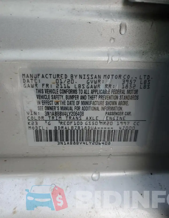 3N1AB8BV4LY206408 Photo# 12