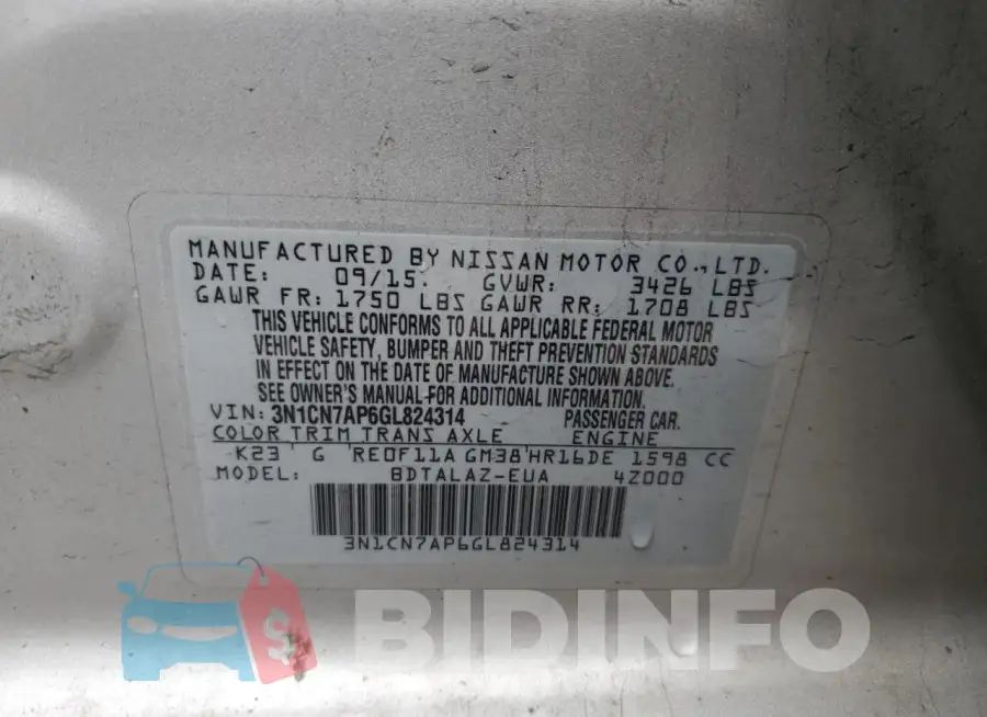 3N1CN7AP6GL824314 Photo# 12