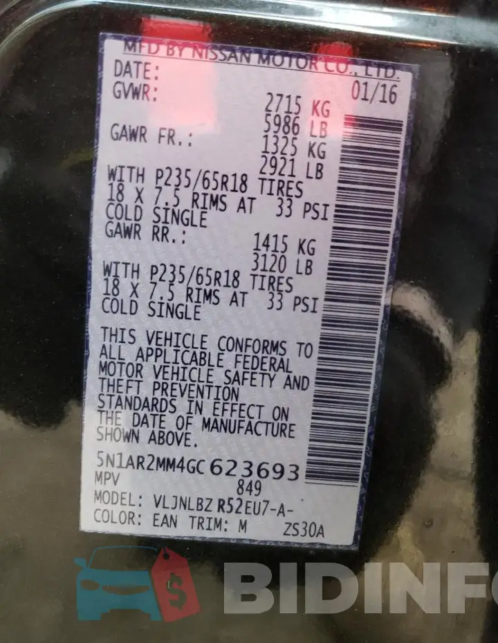5N1AR2MM4GC623693 Photo# 12