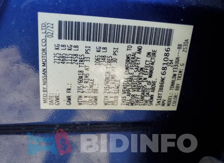 5N1BT3BB6NC681086 Photo# 13
