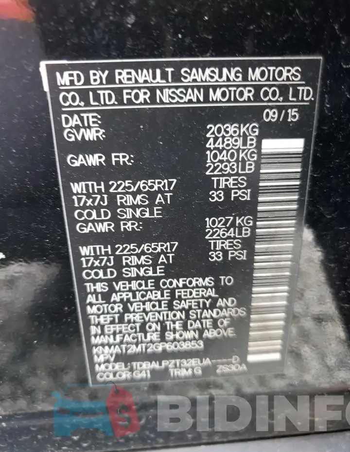 KNMAT2MT2GP603853 Photo# 13