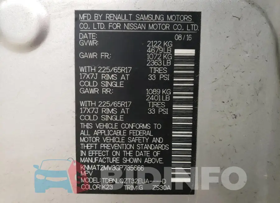 KNMAT2MV3GP735666 Photo# 12