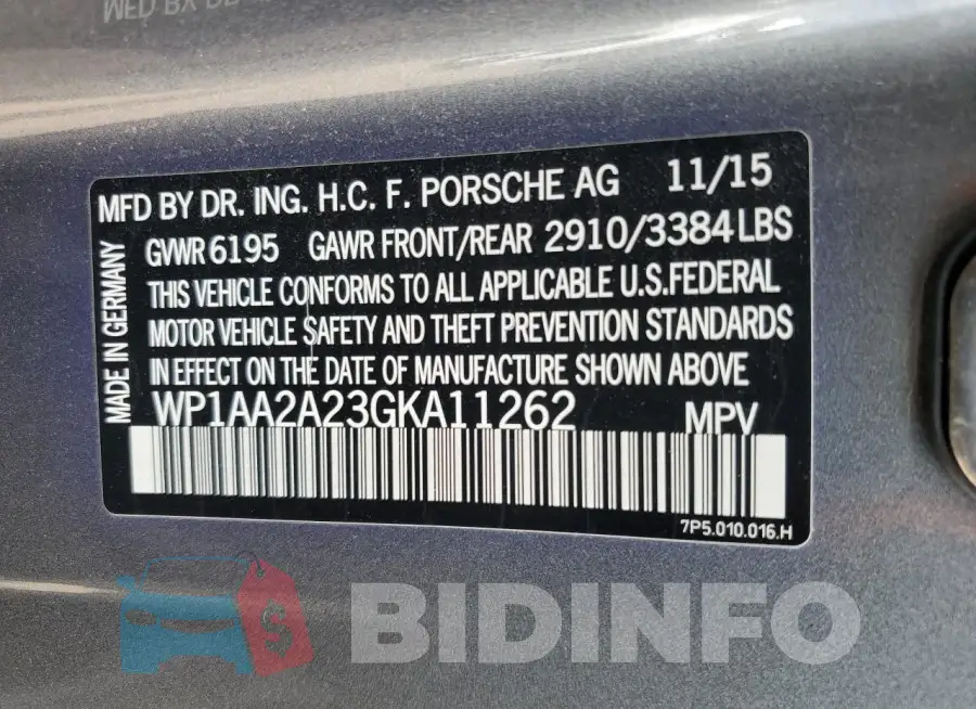 WP1AA2A23GKA11262 Photo# 13