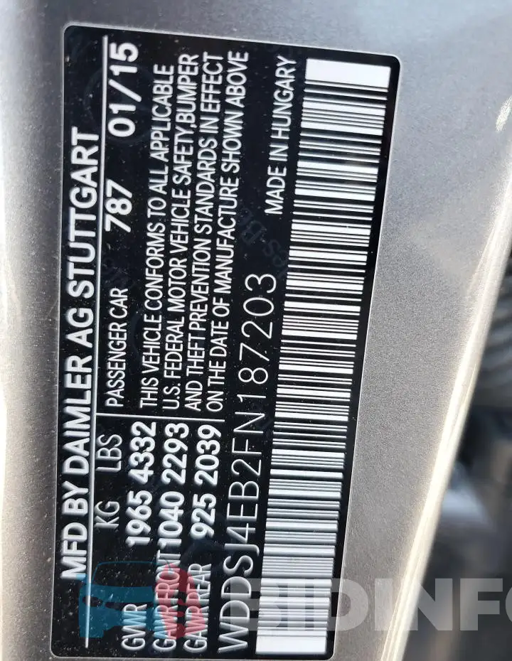 WDDSJ4EB2FN187203 Photo# 12