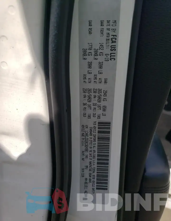 1C4RDJDG2KC824981 Photo# 13
