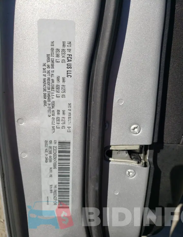 2C3CDXBG5KH709806 Photo# 12