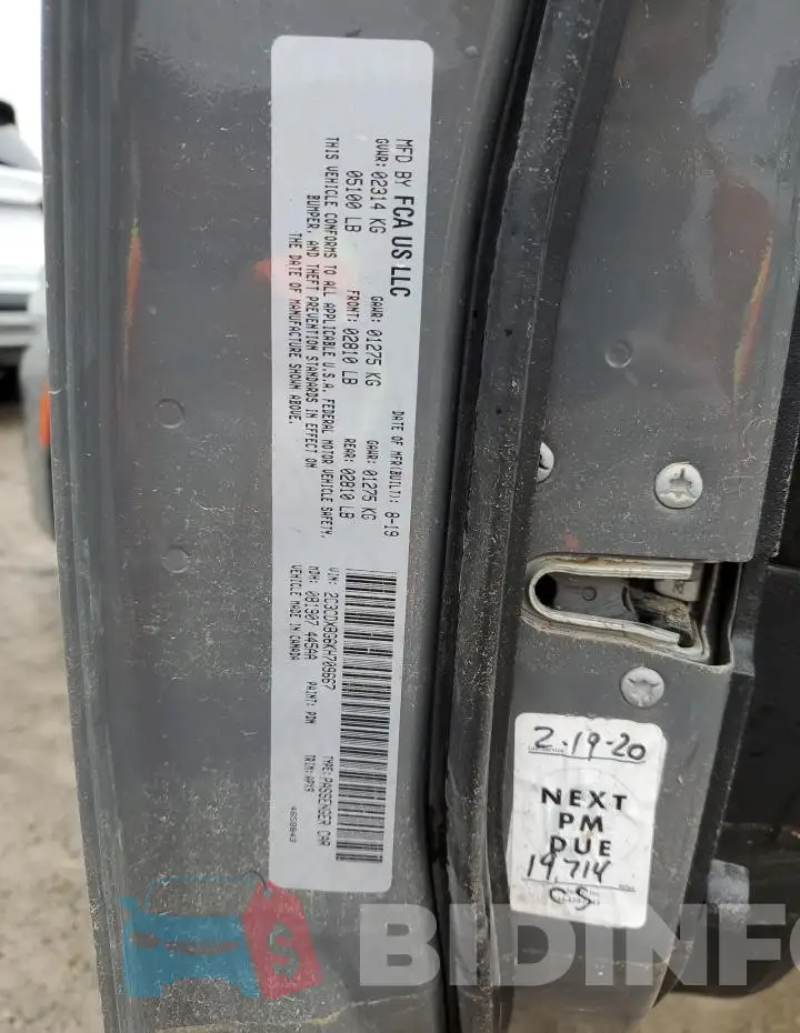 2C3CDXBG6KH709667 Photo# 12