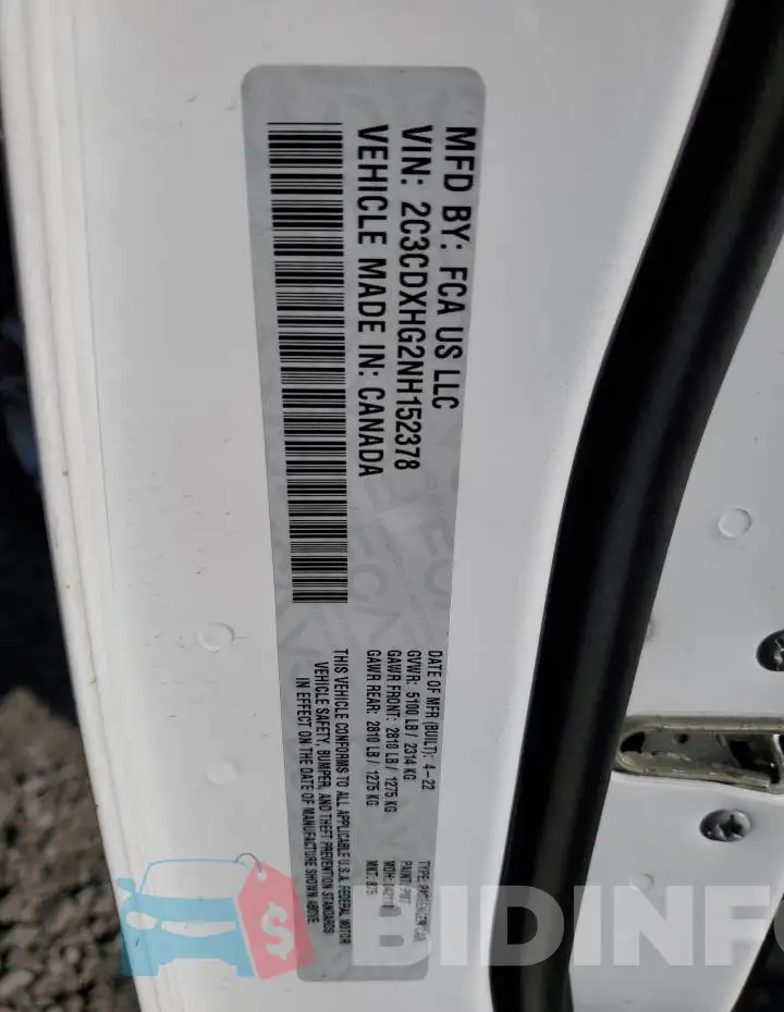 2C3CDXHG2NH152378 Photo# 12