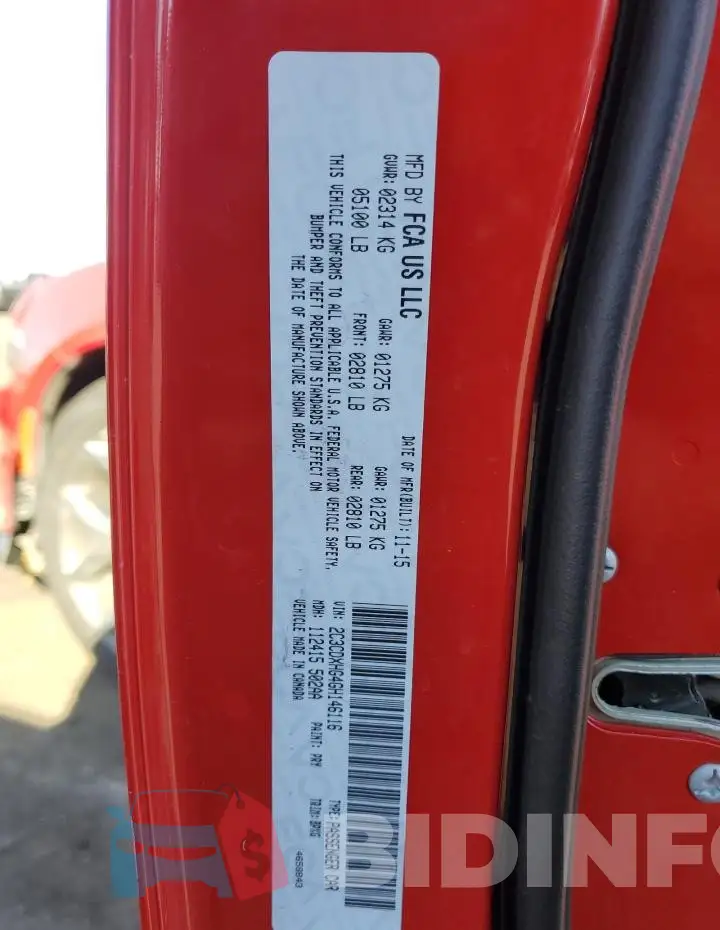 2C3CDXHG4GH146116 Photo# 12