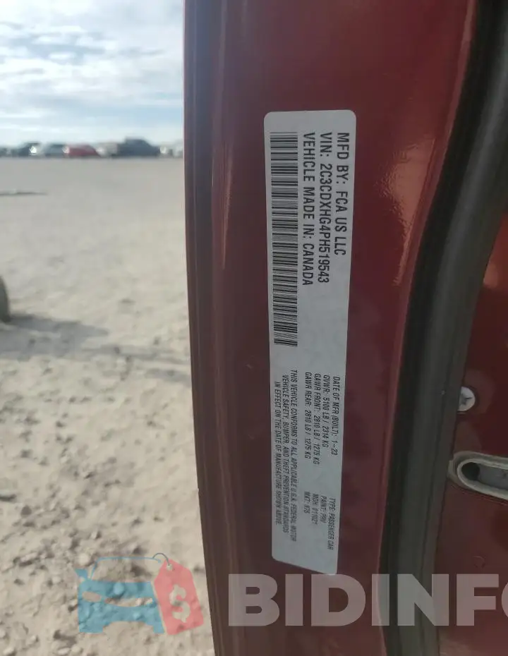 2C3CDXHG4PH519543 Photo# 12