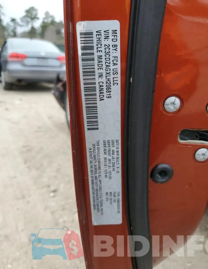 2C3CDZAGXLH206819 Photo# 12