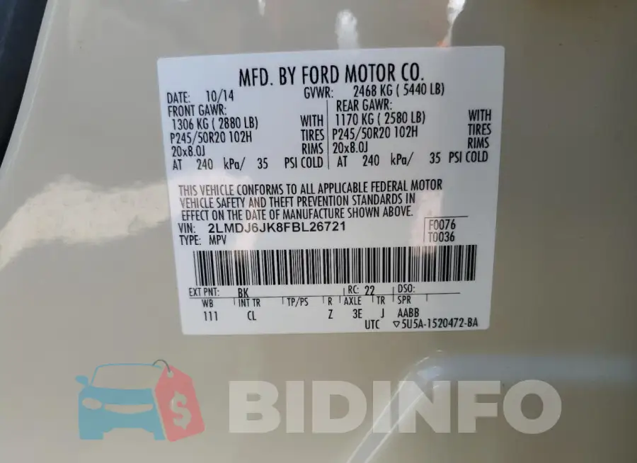 2LMDJ6JK8FBL26721 Photo# 13