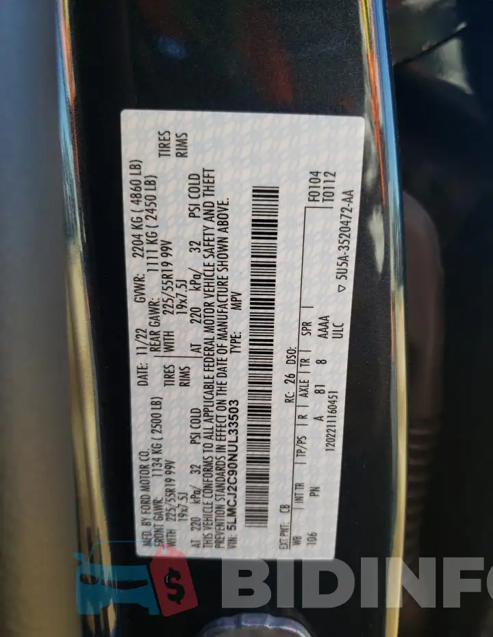 5LMCJ2C90NUL33503 Photo# 12