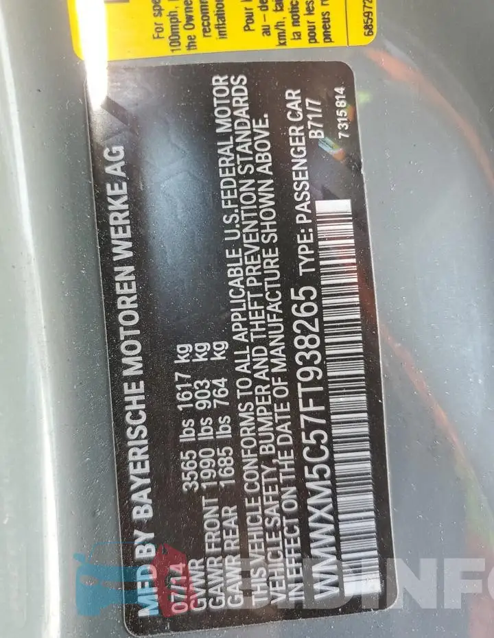 WMWXM5C57FT938265 Photo# 12