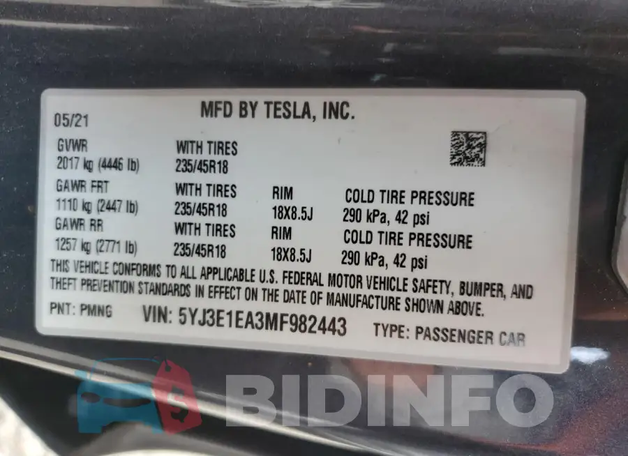 5YJ3E1EA3MF982443 Photo# 12