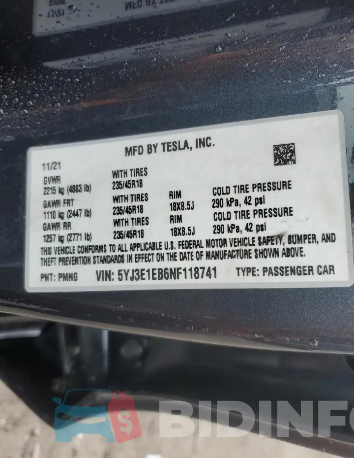5YJ3E1EB6NF118741 Photo# 13