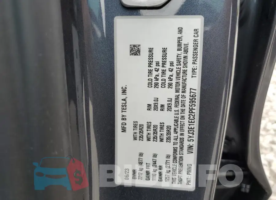 5YJ3E1EC2PF595677 Photo# 13