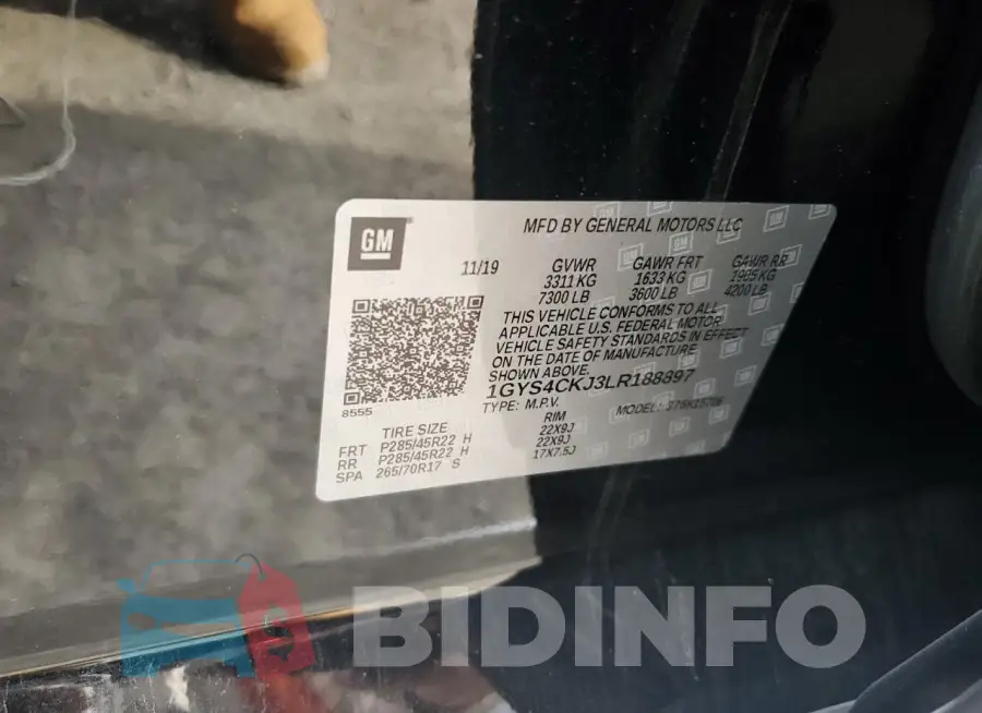 1GYS4CKJ3LR188897 Photo# 13