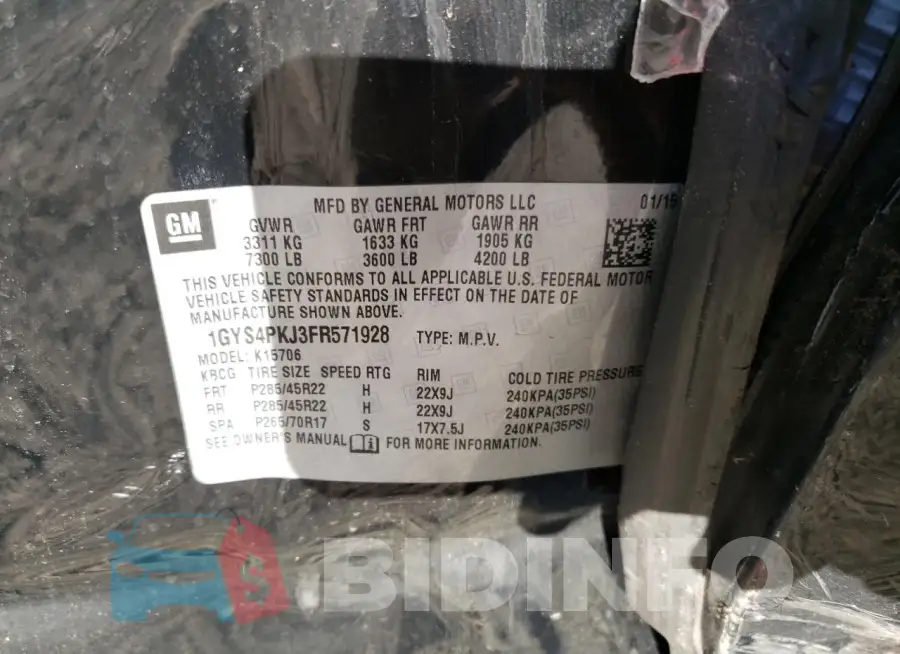 1GYS4PKJ3FR571928 Photo# 13