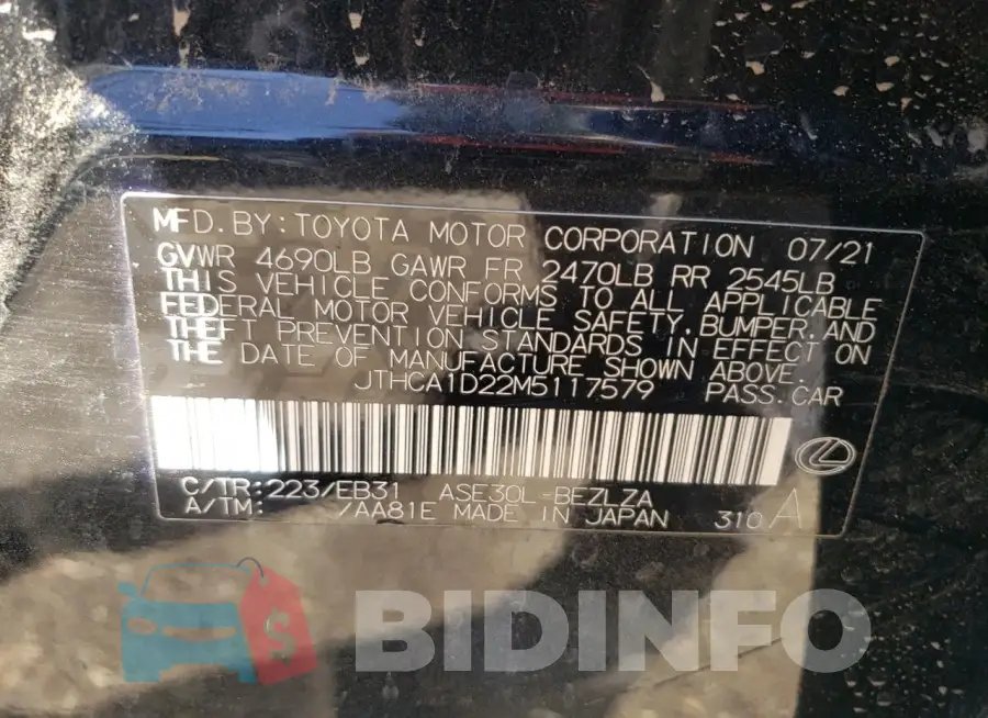 JTHCA1D22M5117579 Photo# 12