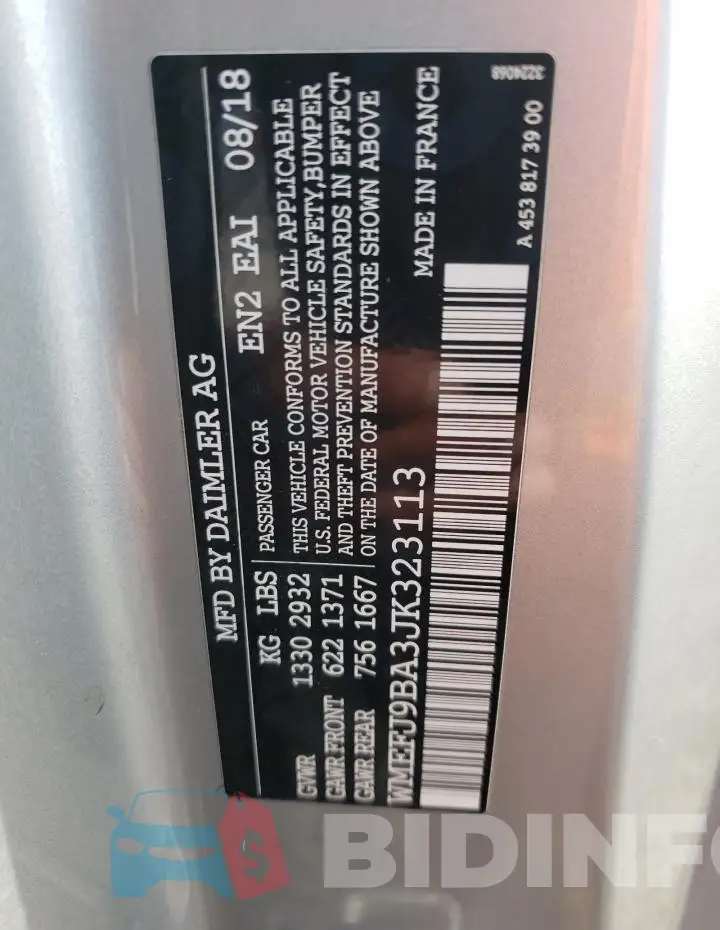 WMEFJ9BA3JK323113 Photo# 12
