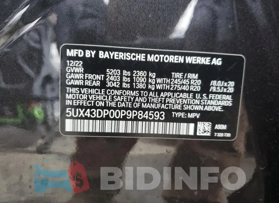 5UX43DP00P9P84593 Photo# 14