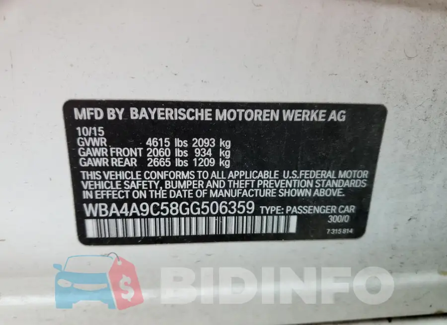 WBA4A9C58GG506359 Photo# 12