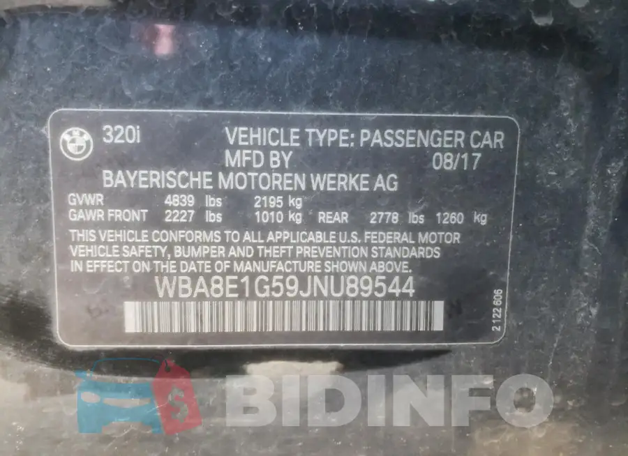 WBA8E1G59JNU89544 Photo# 13