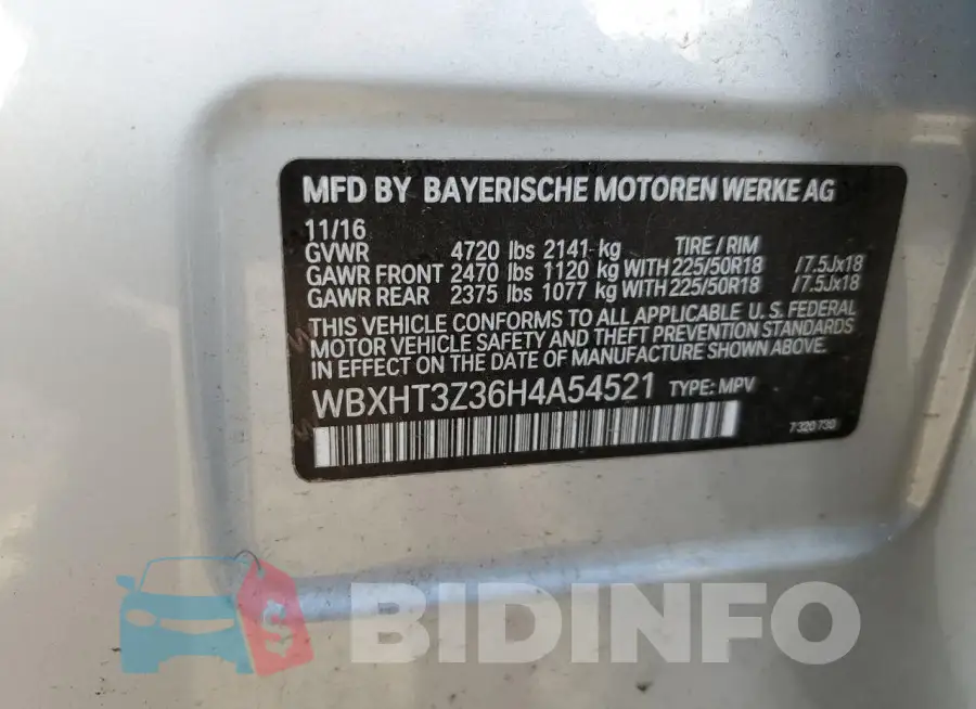 WBXHT3Z36H4A54521 Photo# 14