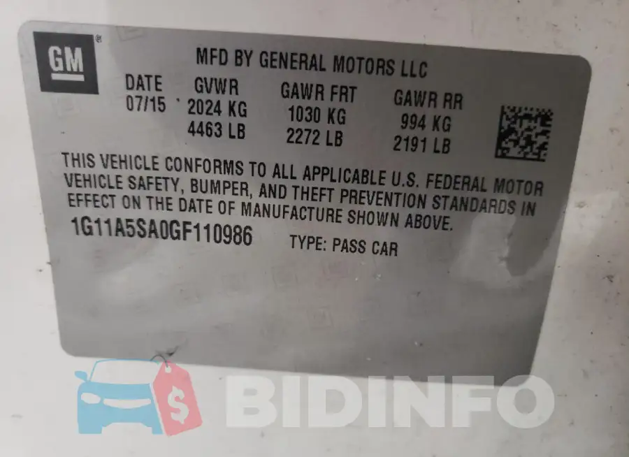 1G11A5SA0GF110986 Photo# 12