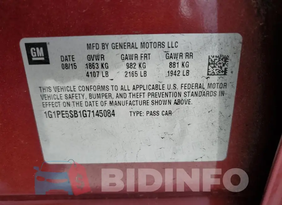 1G1PE5SB1G7145084 Photo# 12